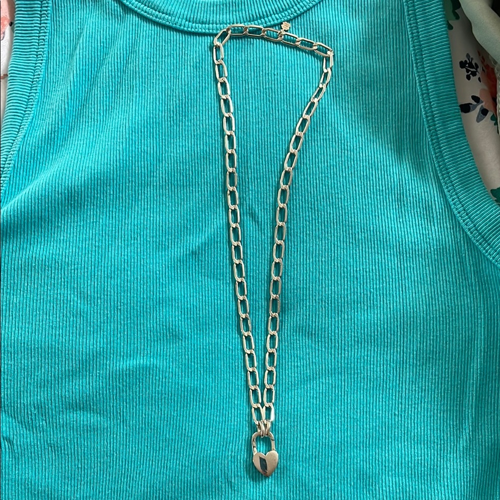 Elegant Sterling silver 925 Oval Link Necklace with heart Pendant